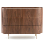 Комод округлой формы с тремя ящиками Walnut and Leather варинант исполнения - 1 | Loft Concept в Челябинске