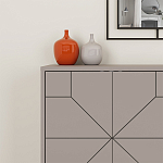 Комод бежево-серый с 4-мя дверцами с геометрическим рисунком на металлических ножках DUNE CONSOLE LIGHT MOCHA варинант исполнения - 4 | Loft Concept в Челябинске