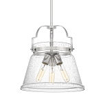 Подвесной светильник с прозрачным стеклянным плафоном в форме колокола с эффектом пузырьков и тремя лампами Quoizel варинант исполнения - 1 | Loft Concept в Челябинске