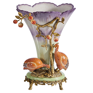 Ваза с цесарками из фарфора с бронзовыми элементами Garden of Eden