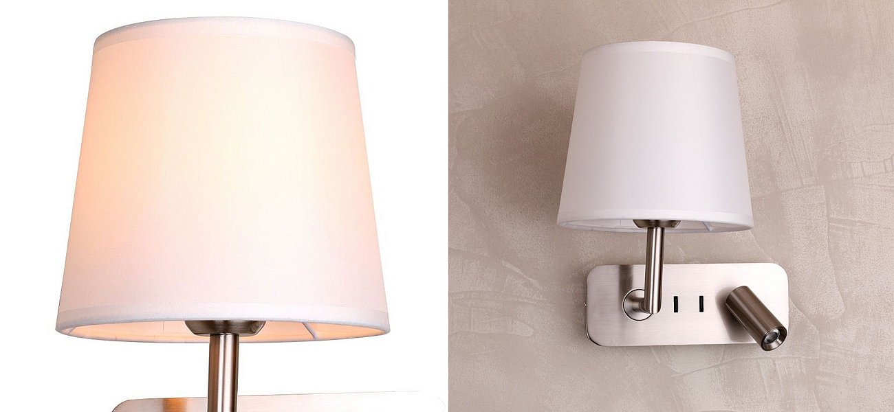 Бра с абажуром Trumpet Lamp Nickel 2 лампы Бра с абажуром Trumpet Lamp Nickel 2 лампы - Loft-Concept в Челябинске