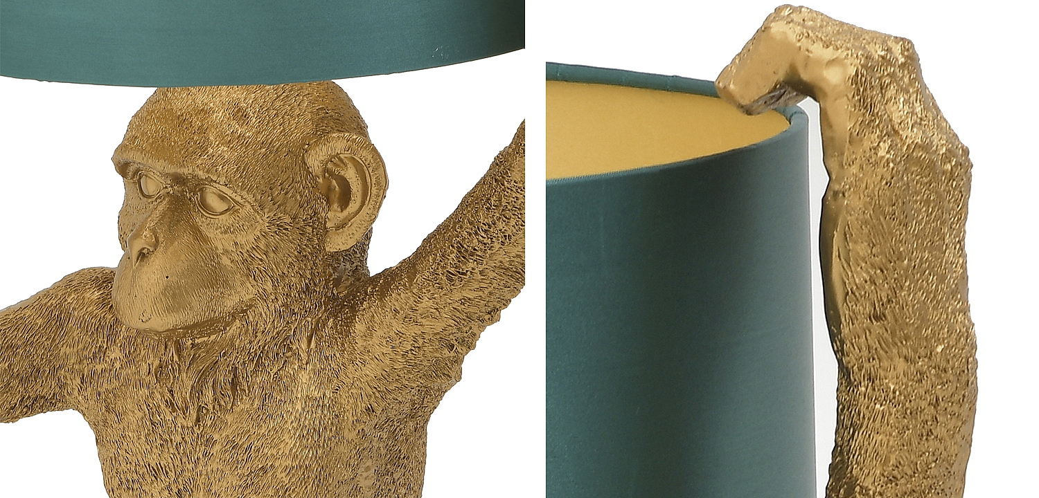 Настольная лампа Gold Monkey Holding Lampshade Настольная лампа Gold Monkey Holding Lampshade - Loft-Concept в Челябинске