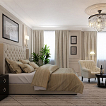 Кровать двуспальная бежевая с основанием из массива дерева с мягким изголовьем Flax Beds варинант исполнения - 4 | Loft Concept в Челябинске