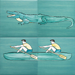 Плитка с узором Крокодил байдарочник варинант исполнения - 1 | Loft Concept в Челябинске