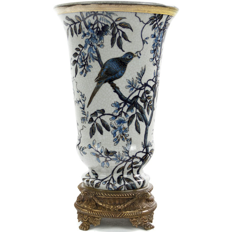 Ваза Blue and Bronze Vase Белый Бронза Синий Ваза Blue and Bronze Vase Белый Бронза Синий в Челябинске | Loft Concept