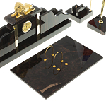 Настольный письменный набор из чёрного обсидиана с декором в виде льва Golden Lion варинант исполнения - 3 | Loft Concept в Челябинске