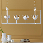 Люстра белая прямоугольная с абажурами в виде цветков тюльпана White Tulips варинант исполнения - 8 | Loft Concept в Челябинске