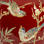 Настольная лампа бордовая с изображением птиц Slip Away варинант исполнения - 6 | Loft Concept в Челябинске