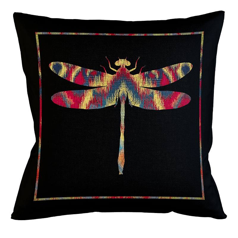 Подушка декоративная стрекоза разноцветная Ikat Pattern Черный Мульти Бежевый Подушка декоративная стрекоза разноцветная Ikat Pattern Черный Мульти Бежевый в Челябинске | Loft Concept