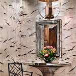 Обои ручная роспись Fishes Blue Pearl on Tarnished Silver gilded silk with pearlescent antiquing варинант исполнения - 1 | Loft Concept в Челябинске