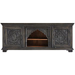 Деревянная ТВ-тумба из массива манго с резьбой Essua Grey Mango TV stand варинант исполнения - 1 | Loft Concept в Челябинске