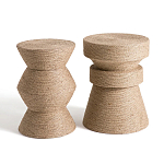 Приставной стол с отделкой из джута Juti D35 см варинант исполнения - 5 | Loft Concept в Челябинске