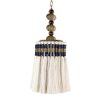 Подвесной светильник с подвесом из деревянных бусин и абажуром из кисточек Аmbiance варинант исполнения - 1 | Loft Concept в Челябинске
