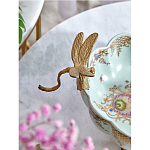 Чаша из голубого фарфора на бронзовых ножках с рисунком цветов и фигурками стрекоз Blue Garden варинант исполнения - 5 | Loft Concept в Челябинске