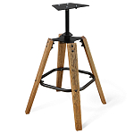 Барный стул со спинкой и металлической подставкой на 4-х деревянных ножках Бежевый Велюр Vendramin Chair варинант исполнения - 8 | Loft Concept в Челябинске