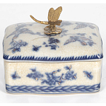 Фарфоровая шкатулка с бронзовой стрекозой Blue and White варинант исполнения - 3 | Loft Concept в Челябинске