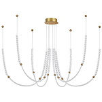 Люстра подвесная с 6-ю изогнутыми плафонами и белыми декоративными шариками PEARLS Suspension варинант исполнения - 1 | Loft Concept в Челябинске