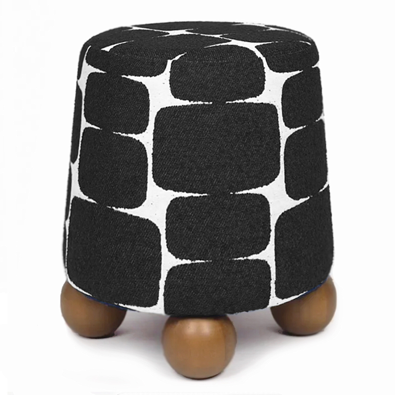 Пуф Wakonda Черно-Белый с круглыми ножками Белый Черный Коричневый в Челябинске | Loft Concept 