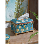 Салфетница прямоугольная голубого цвета с цветами и бабочками Blue Garden варинант исполнения - 3 | Loft Concept в Челябинске