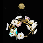 Люстра круглая на золотом каркасе с птичками и цветочным декором Miscellaneous herbs варинант исполнения - 8 | Loft Concept в Челябинске