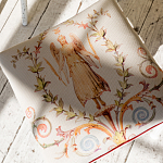 Банкетка одноместная из массива бука бежевая с растительным орнаментом Raffael Beige Floral Banquette варинант исполнения - 3 | Loft Concept в Челябинске