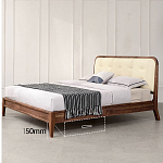 Кровать двуспальная с каркасом из дерева и мягким изголовьем Moon Walnut Bed варинант исполнения - 6 | Loft Concept в Челябинске