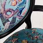 Полукресло из массива бука бирюзовое с изображением птиц и цветов Turquoise Chinoiserie Garden Chair варинант исполнения - 4 | Loft Concept в Челябинске