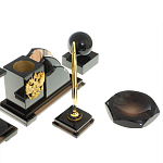 Настольный письменный набор с часами из природного камня обсидиана National Еmblem варинант исполнения - 5 | Loft Concept в Челябинске