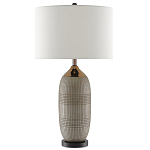 Настольная лампа керамическая с тканевым цилиндрическим абажуром Bullet варинант исполнения - 2 | Loft Concept в Челябинске