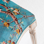 Стул из массива бука бирюзовый с изображением птиц и цветов Turquoise Beige Chinoiserie Peach Garden Chair варинант исполнения - 4 | Loft Concept в Челябинске