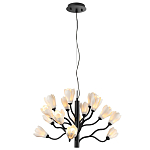 Люстра подвесная черного цвета с ветвями и белыми фарфоровыми цветами Floralis варинант исполнения - 4 | Loft Concept в Челябинске