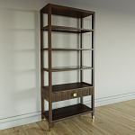 Стеллаж Elsa Dreams Walnut со стеклянными полками и ящиком варинант исполнения - 1 | Loft Concept в Челябинске