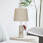 Настольная лампа с тканевым абажуром и основанием в виде птицы на дереве Simurq варинант исполнения - 3 | Loft Concept в Челябинске