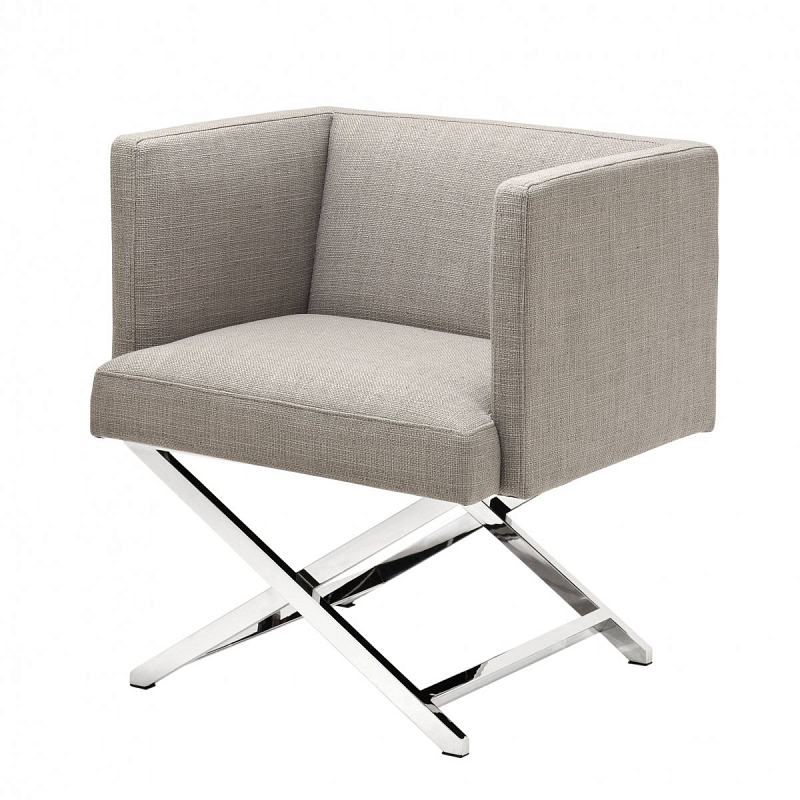 Кресло Eichholtz Chair Dawson Sand Бежево-серый Нержавеющая сталь Кресло Eichholtz Chair Dawson Sand Бежево-серый Нержавеющая сталь в Челябинске | Loft Concept