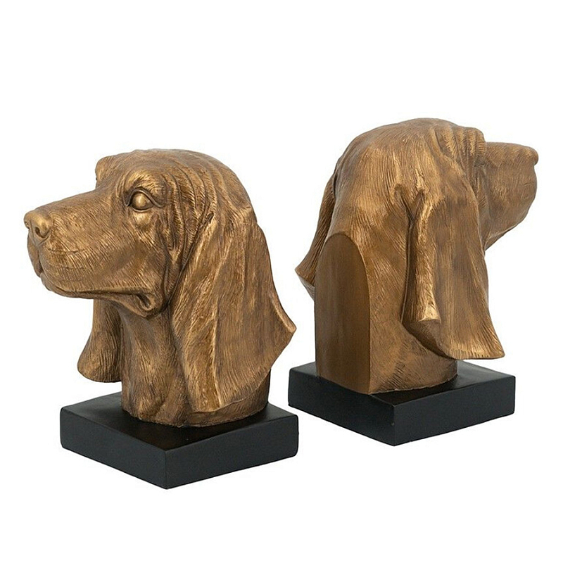 Держатель для книг с бронзовыми фигурками головы собаки Dog Elegance Бронза Черный Держатель для книг с бронзовыми фигурками головы собаки Dog Elegance Бронза Черный в Челябинске | Loft Concept
