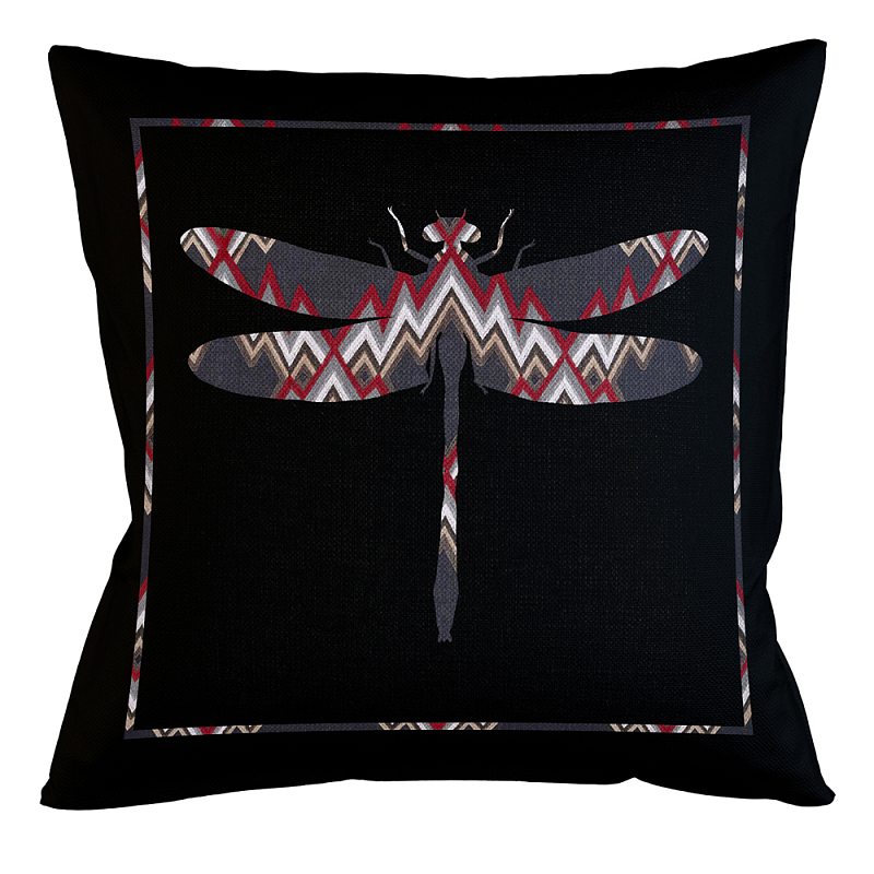 Подушка декоративная стрекоза цветной орнамент Ikat Pattern Мульти Бежевый Черный Подушка декоративная стрекоза цветной орнамент Ikat Pattern Мульти Бежевый Черный в Челябинске | Loft Concept