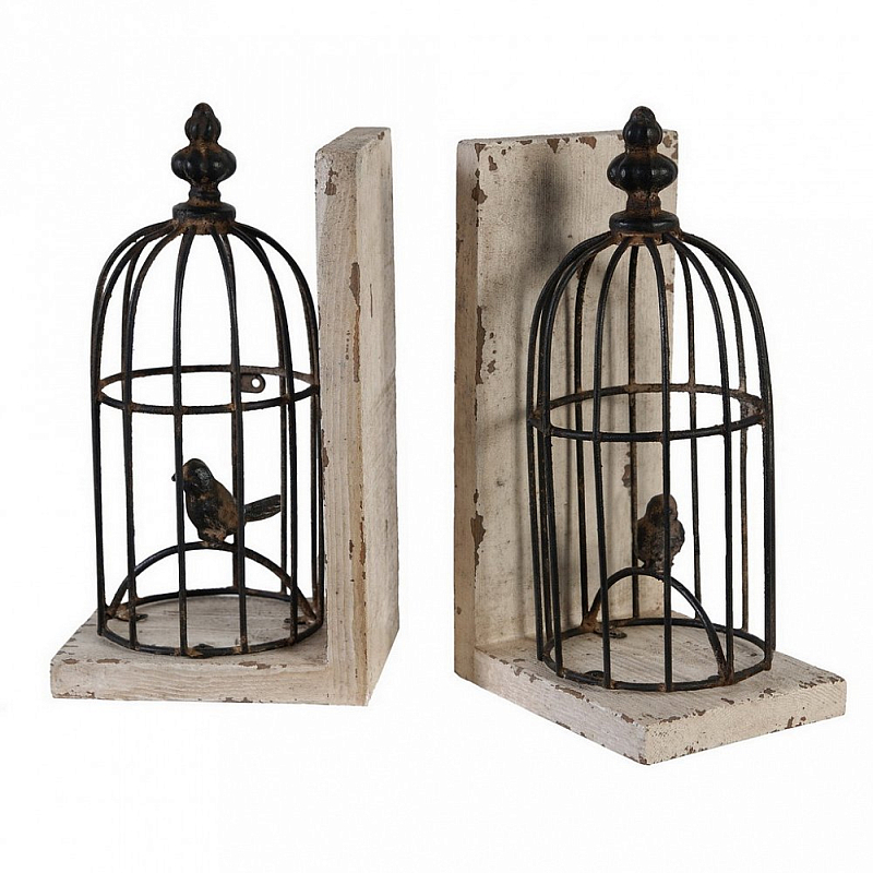 Держатель для книг Birds In Cage Бежево-серый Коричневый Держатель для книг Birds In Cage Бежево-серый Коричневый в Челябинске | Loft Concept