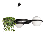 Подвесной светильник с 2-мя шарообразными плафонами и цилиндрическим спотом Light of Еyes варинант исполнения - 1 | Loft Concept в Челябинске