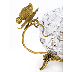 Конфетница из прозрачного рельефного стекла с ручками в виде стрекоз и фигуркой лебедя Eden Garden варинант исполнения - 2 | Loft Concept в Челябинске