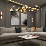 Люстра в виде золотой ветки с цветами и птичками Marvelous Garden варинант исполнения - 2 | Loft Concept в Челябинске