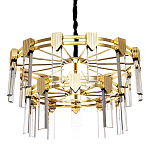 Двухъярусная люстра с прямоугольными хрустальными плафонами Glass Rectangles Gold Chandelier 76 варинант исполнения - 1 | Loft Concept в Челябинске