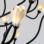 Люстра подвесная черного цвета с ветвями и белыми фарфоровыми цветами Floralis варинант исполнения - 13 | Loft Concept в Челябинске