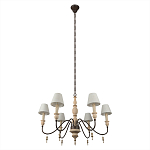 Люстра на металлическом основании с 6-ю белыми тканевыми абажурами Terrain варинант исполнения - 4 | Loft Concept в Челябинске