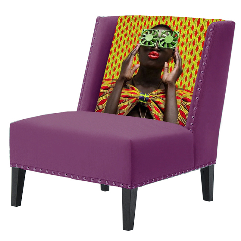 FUN Armchair Disco Purple Дизайнерское кресло с цветным принтом Баклажан FUN Armchair Disco Purple Дизайнерское кресло с цветным принтом Баклажан в Челябинске | Loft Concept