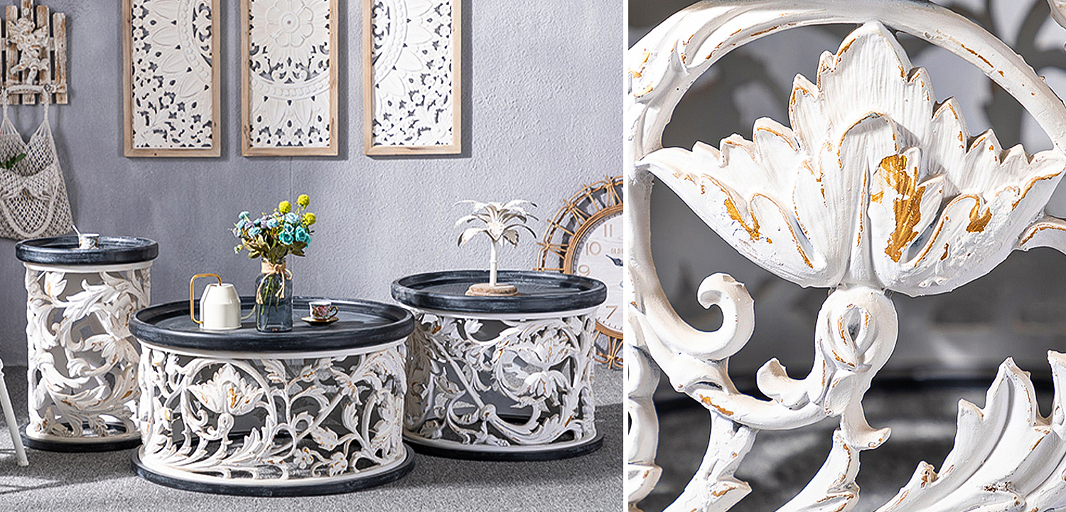 Кофейный стол Fleurette Provence Black White Coffee Table 80 Кофейный стол Fleurette Provence Black White Coffee Table 80 - Loft-Concept в Челябинске