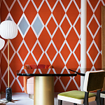 Обои ручная роспись Chez Nina by India Mahdavi Lantana colourway on Arancio dyed silk варинант исполнения - 4 | Loft Concept в Челябинске