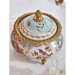 Шкатулка с крышкой из голубого фарфора с риунком птиц и цветов Blue Garden варинант исполнения - 2 | Loft Concept в Челябинске