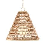 Подвесной светильник в форме колокола из деревянных бусин Wooden Beads варинант исполнения - 1 | Loft Concept в Челябинске
