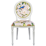 Стул светло-серый из натурального бука с изображением птиц и цветов Blooming Blue Birds варинант исполнения - 1 | Loft Concept в Челябинске