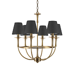 Люстра на металлическом основании бронзового цвета с 6-ю черными конусовидными абажурами Dignity варинант исполнения - 2 | Loft Concept в Челябинске